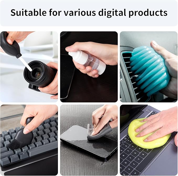 COLORCORAL Laptop Cleaning Kit Keyboard Cleaner Electronic Cleaning Product with 3pack Cleaning Gel, Computer Cleaning Brush Electronic Screen Cleaner for PC, Tablet, Phone, MacBook, Earbud, Car