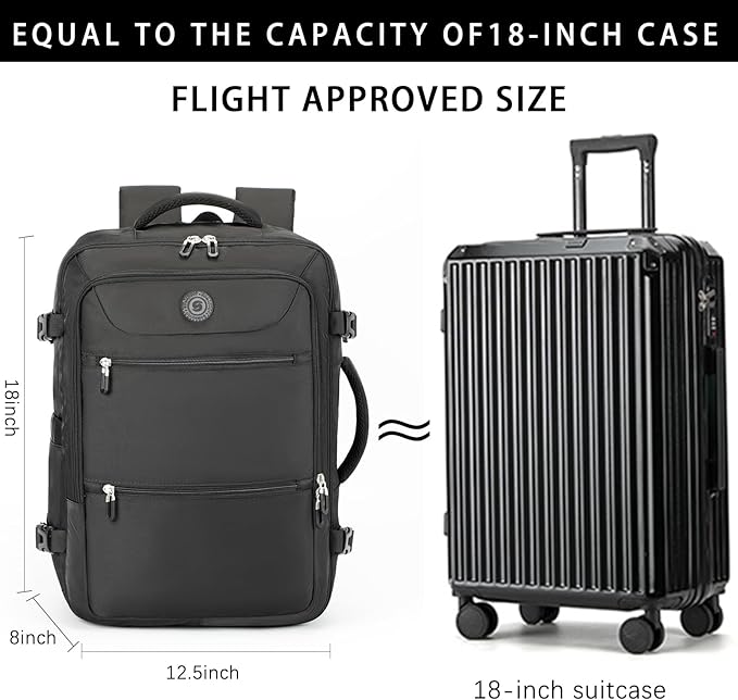 Sowaovut Travel Laptop Backpack, Extra Large High School College Backpacks, Flight Approved Daypack Business Bag Fit 17.3 inch Laptop for Men Women (Black)