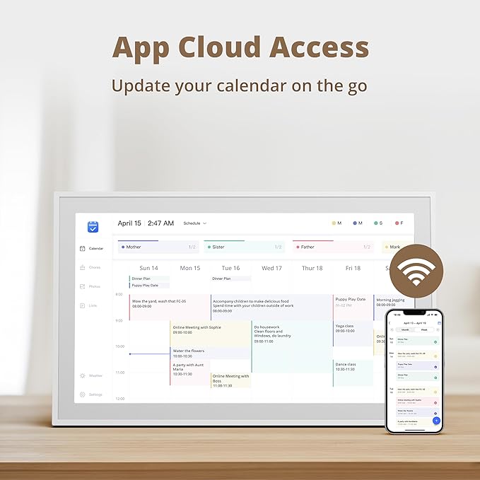 Dragon Touch 21.5" Digital Calendar Chore Chart – 1080P Full HD Interactive Touchscreen, Smart Family Planner, Hearth Display Digital Wall Calendar & Desk Mountable for Seamless Scheduling