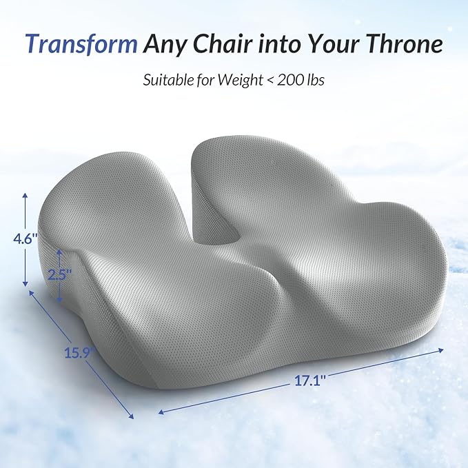 ZIKEE Gel Seat Cushion for Office Chair and Car Seat with Ergonomic Zoning, Memory Foam Chair Cushion for Sciatica, Lower Back, Tailbone Pain Relief and Intimate Ventilation, Non-Slip & Airy Cover