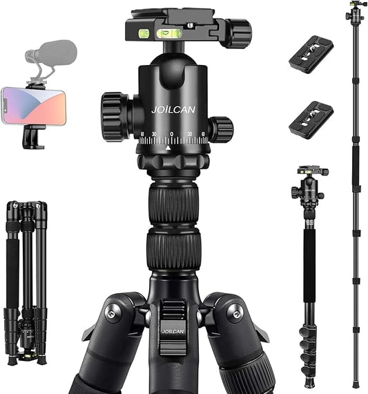 JOILCAN Tripod for Camera, 81" Camera Tripod Stand, 83 inches DSLR Tripods & Monopods, Heavy Duty Travel Tripod for Binoculars Laser Level Spotting Scope Telescope, Max Load 35lb