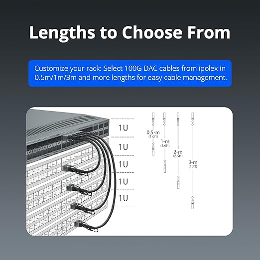 ipolex 100G QSFP28 DAC Cable - 100GBASE-CR4 Passive Copper Twinax QSFP28 Cable, 2M (6.5ft) | Compatible with Cisco QSFP-100G-CU2M, Ubiquiti, Arista, Supermicro and More