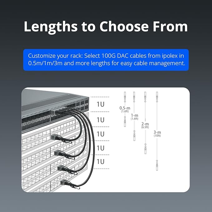 ipolex 100Gb/s QSFP28 MCP1600-C002 SFP Direct Attach Copper Cable for Mel, Twinax Cable, 2-Meter (6.5ft), 30AWG