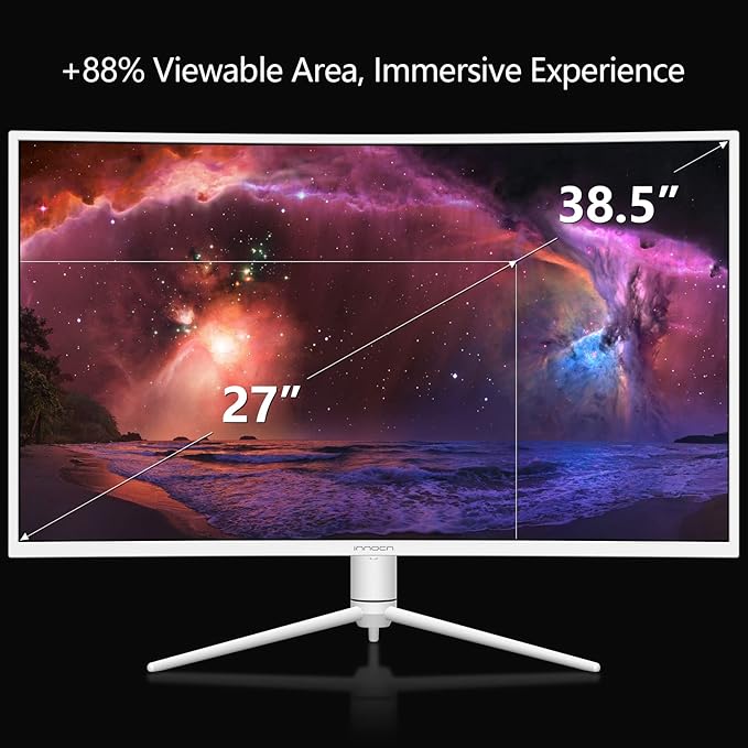 INNOCN 39G1R 39" Ultrawide Curved Gaming Monitor 165Hz 144Hz(Support) QHD 2K 2560 x 1440p HDMI 2.0 HDR10 FreeSync Computer Monitor, 99% sRGB, Tilt/Swivel/Height Adjustable, w/Speakers, White