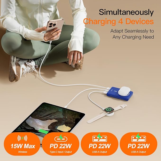 Magnetic Portable Charger, 16800mAh Wireless Power Bank, with 20W USB-C Fast Charging and LED Digital Display Magnetic Battery Pack, Compatible with iPhone 16/15/14/13/12 Full Series (2025)