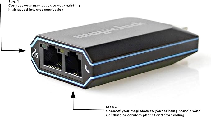 magicJack VOIP Phone Adapter - Unlimited Calls to US & Canada, No Monthly Bill, Portable Internet Phone with App, magicIN™ & magicOUT™ Service