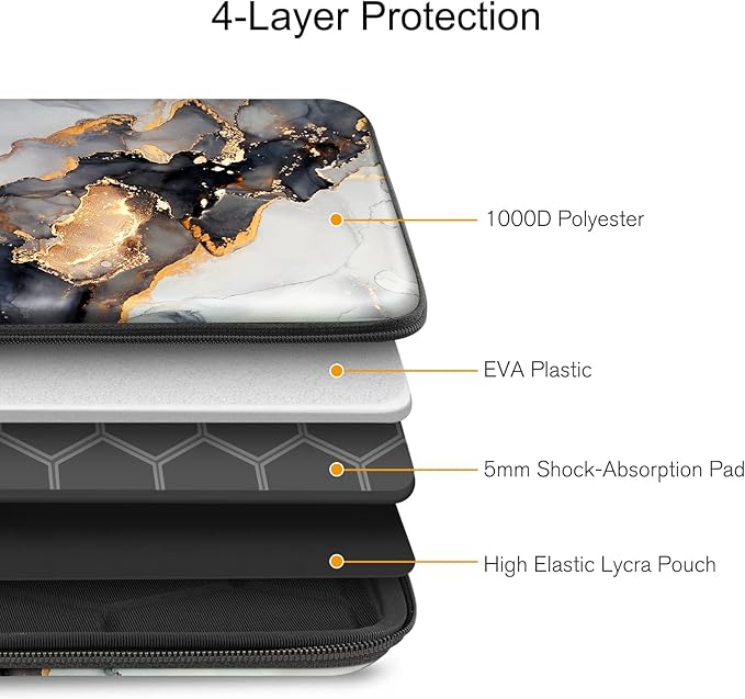 FINPAC Hard Laptop Sleeve Case for 13 inch MacBook Air M4 M3 M2 M1 2025 2024, 14 inch MacBook Pro M4/M3/M2/M1 A2918 A2992 A2779 A2442, Waterproof Case for Dell, Surface Laptop, HP, Acer, Cloudy Marble