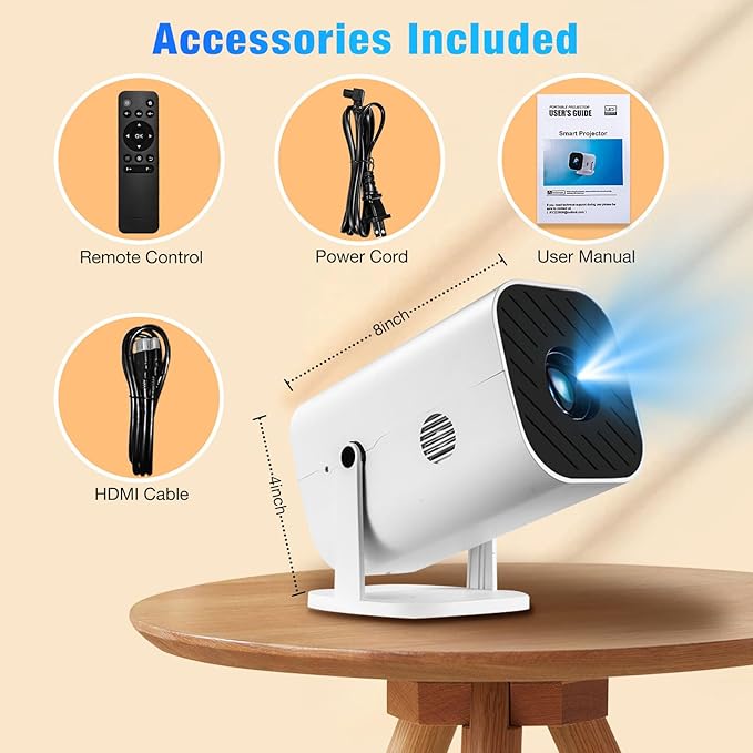 Mini Projector, Video Projector for Bedroom, Built-in Speaker And Bluetooth 5.3, Native 1080P, Compatible With 4K, Portable Room Rrojector, Supports Smartphones/TV Sticks/PS5/Laptops/Xbox/HDMI/USB