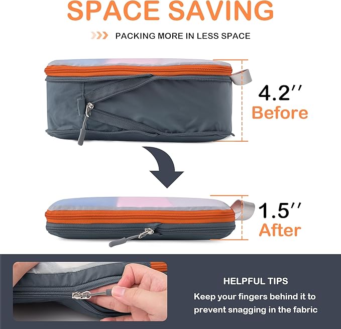 Cipway Mesh Compression Packing Cubes, Ultralight See Through Luggage Organizer Bags, Travel Essentials for Carry on Suitcase （3Pcs,Grey）