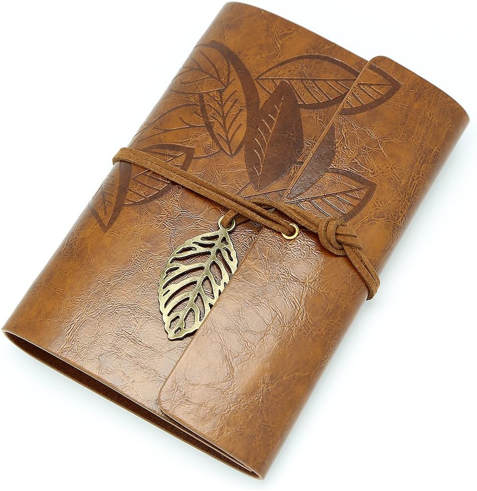 EvZ Vintage Dark Brown PU Leather Cover Loose Leaf Blank Notebook Journal Diary Gift