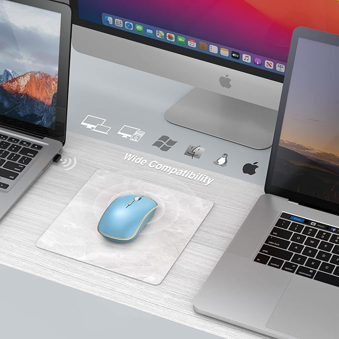 JOYACCESS Wireless Mouse for Laptop | 5 DPI Levels, Silent for Notebook, MacBook, Chromebook, PC - Blue