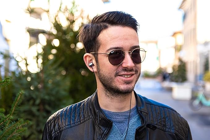 LUDOS Clamor Wired Earbuds in-Ear Headphones, 5 Years Warranty, Earphones with Microphone, Noise Isolating Ear Buds, Memory Foam for iPhone, Samsung, School Students, Kids, Women, Small Ears - Grey