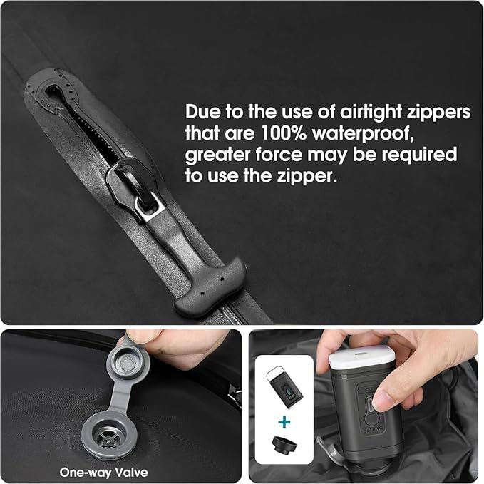 Vacuum Travel Backpack with Pump, 50L Expandable Compression Airback Backpack With Vacuum Seal, 17.3 Inch Water Resistant Business Laptop Backpack with USB Charging Port for Women & Men