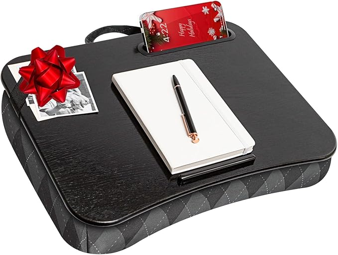 LAPGEAR Designer Lap Desk with Phone Holder and Device Ledge - Gray Argyle - Fits up to 15.6 inch Laptops - Style No. 45438