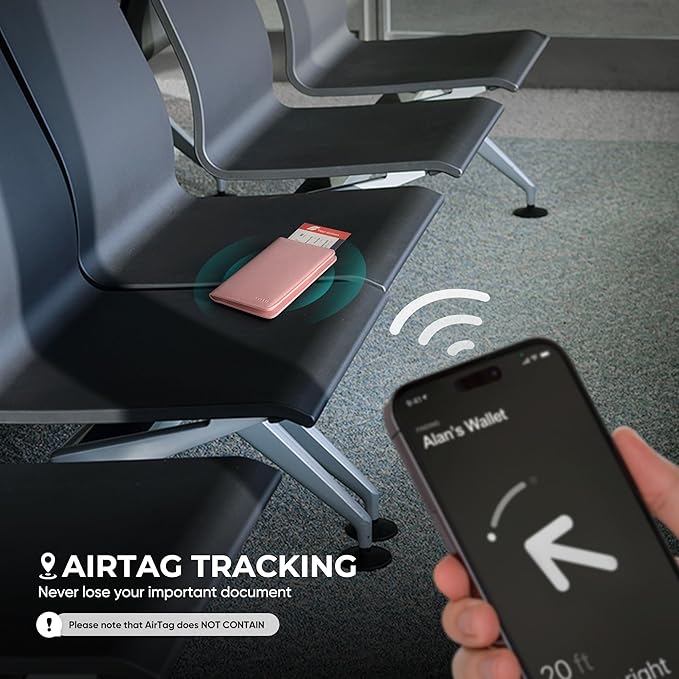 VULKIT Passport Holder with Airtag Slot, Premium Nappa Leather, RFID Blocking Airtag Passport Wallet