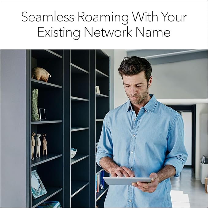 NETGEAR WiFi 6 Range Extender (EAX17) - AX3000 Dual-Band Wireless Signal Booster & Repeater (up to 3.0 Gbps Speed) - Add up to 1,500 sq. ft., 20 Devices - WPA3 Security, Smart Roaming