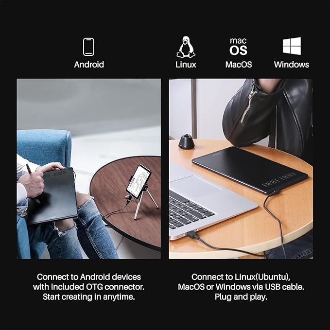 HUION Inspiroy H640P Drawing Tablet, 6x4 inch Digital Art with Battery-Free Stylus, 8192 Pen Pressure, 6 Hot Keys, Graphics Tablet for Drawing, Writing, Design, Teaching, Work with Mac, PC & Mobile