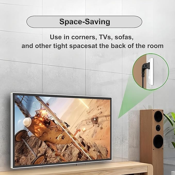 2 Prong Extension Cord Splitter, 2-Pack 90°Right Angle Flat Plug, Slim & Flexible Indoor Short Power Splitter (1.64ft, UL Certified, Black)