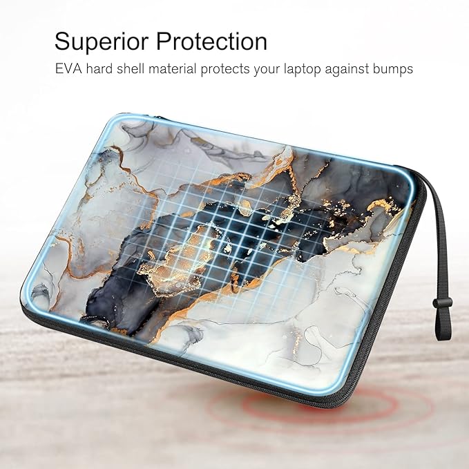 FINPAC Hard Laptop Sleeve Case for 13 inch MacBook Air M4 M3 M2 M1 2025 2024, 14 inch MacBook Pro M4/M3/M2/M1 A2918 A2992 A2779 A2442, Waterproof Case for Dell, Surface Laptop, HP, Acer, Cloudy Marble