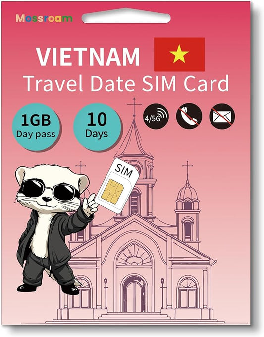 Vietnam Data SIM Card,1GB High-Speed 5G/4G LTE,for 10 Days - Prepaid, No Hidden Fees - Ideal for Tourists, Digital Nomads & Business Trips