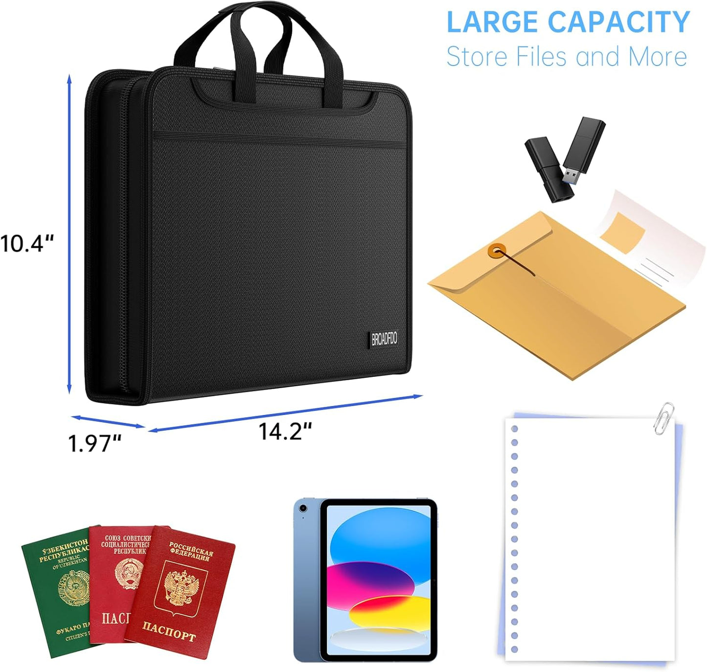 Fireproof & Waterproof Accordion File Organizer, 13-Pocket Expanding Document Organizer with Handle & Labels, Durable Heat-Resistant Folder for A4/Letter Files, Safe Home Office Travel Hold