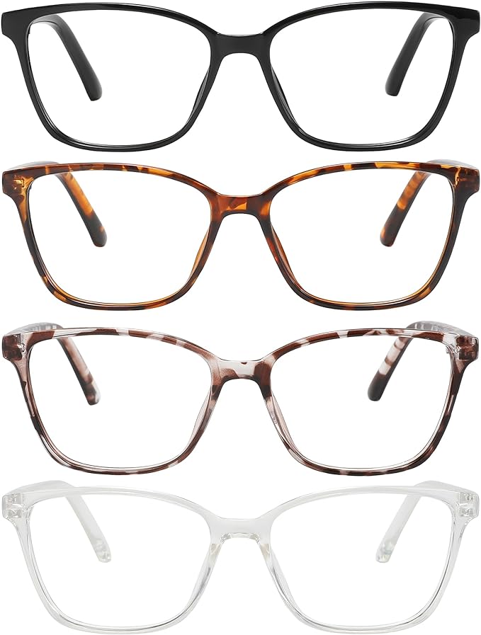 Przene 4 Pack Blue Light Blocking Reading Glasses,Readers for Women and Men with Spring Hinge