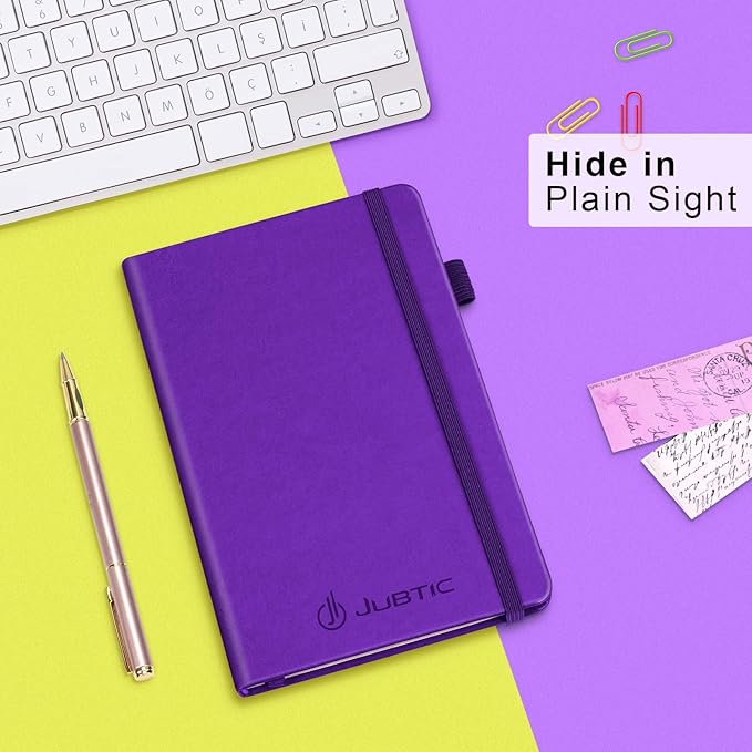 JUBTIC Password Book with Alphabetical Tabs. Medium Size Password Keeper Logbook for Internet Log in, Website Address. Hardcover Password Journal Notebook & Organizer for Home Office, Violet Purple