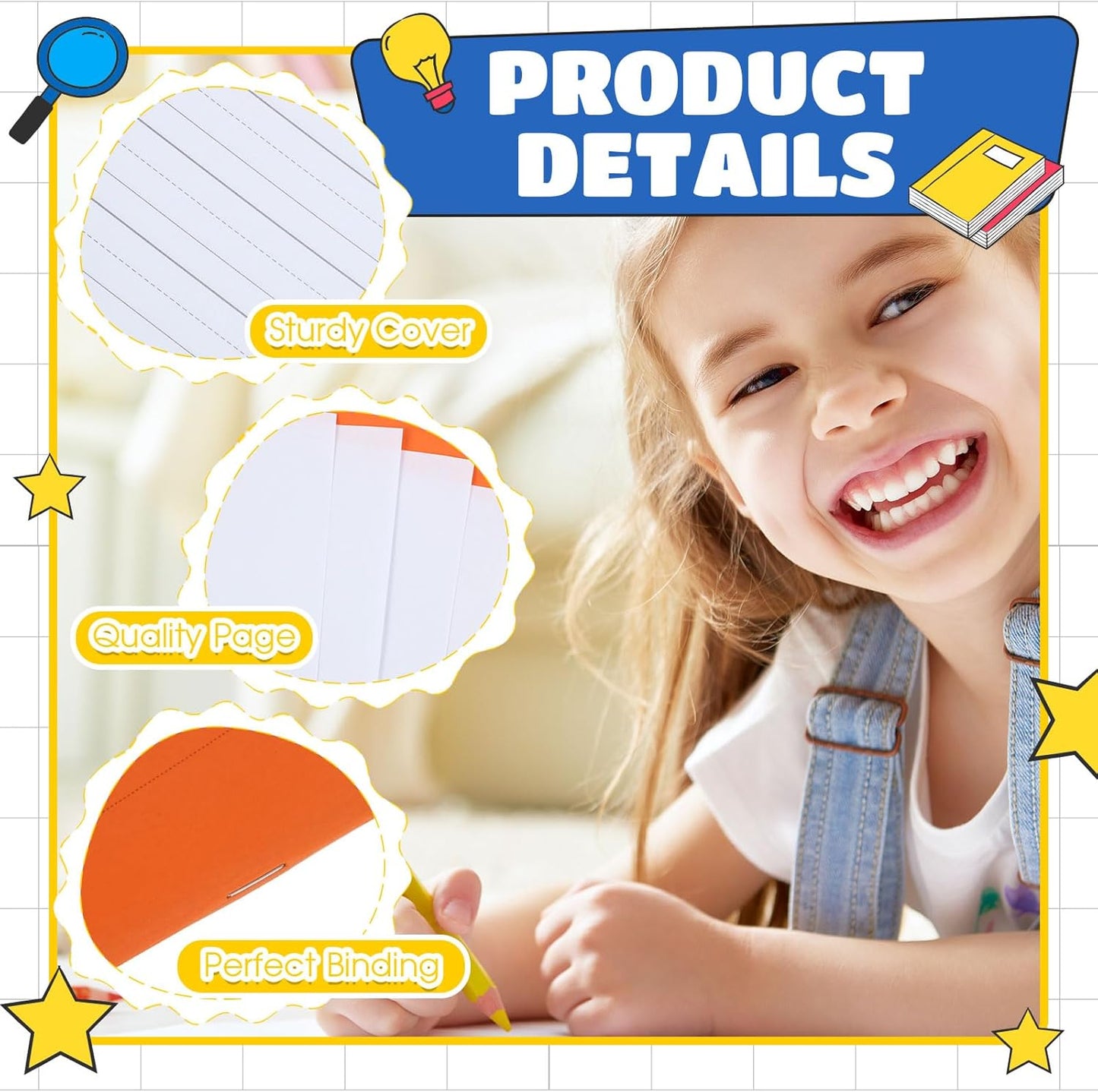 Henoyso 6 Pcs Primary Composition Notebook K-2 9 3/4 x 7 1/2 Inch Primary Journal, Back to School Supplies, Bulk Blank Writing Book for Kid to Write Draw Journal 60 Page Notebooks (Colorful)