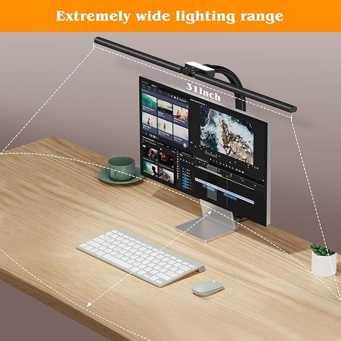 Led Desk Lamp for Home Office,24W Bright Eye-Caring Desk Light with Clamp,5 brightness and 5 temperatures Dimmable Workbench Task Light, Adjustable Gooseneck Table Lamp for Monitor Study(black)