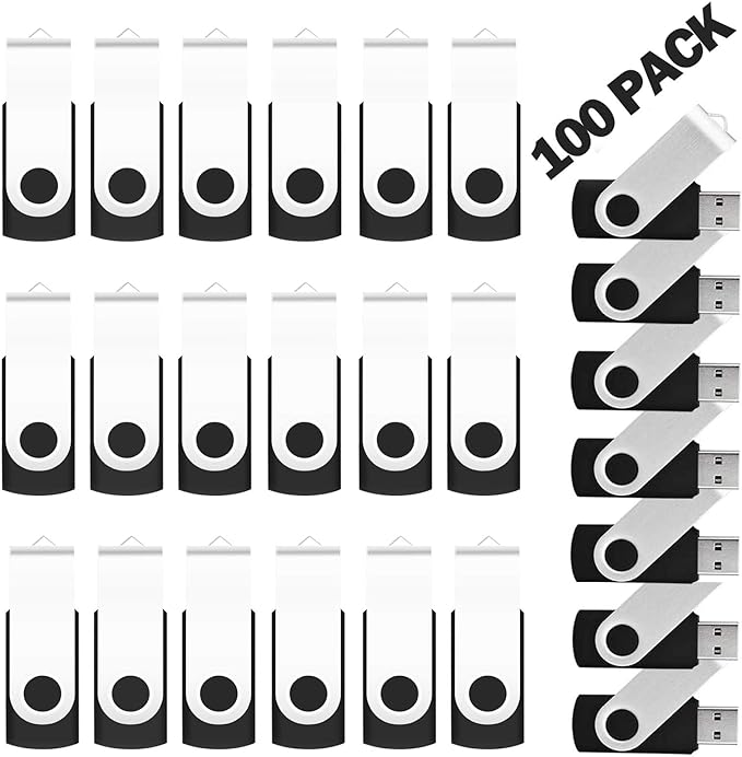 EASTBULL 100 Pack Bulk Flash Drives 16GB USB 2.0 Flash Drives Pack Thumb Drive Bulk USB Drive Bulk (Black, 100PCS)