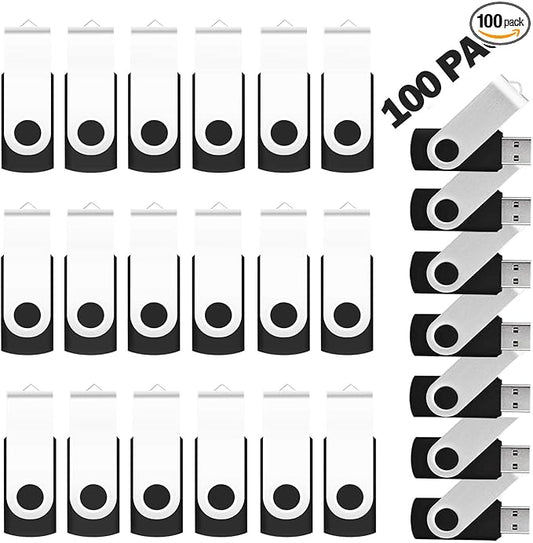 EASTBULL 128MB Bulk Flash Drives 100 Pack USB 2.0 Flash Drive Bulk USB Drive Storage Flash Drive Pack (Black, 100 Units)