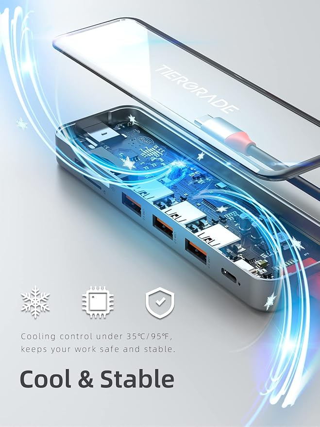 Tiergrade USB C Hub, 7 in 1 USB C to HDMI Multiport Adapter with HDMI, 100W PD, 3 USB-A 5 Gbps, TF/SD Card Reader, USB C Dock for MacBook Air/Pro, XPS, and More Type-C Device