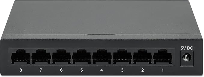 Intellinet 8-Port Gigabit Ethernet Network Switch - Ethernet Splitter - Unmanaged | Plug & Plug | Fanless Metal Housing - for Computer Networking Hub, Desktop – 3 Year Warranty – 530347