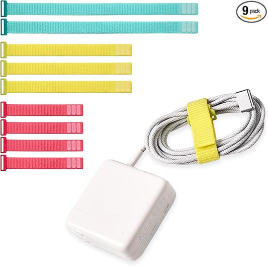 Wrap-It Storage Cinch Straps - Assorted 9-Pack (Multicolor) - Cord Organizers for Home Office Accessories and Cable Ties