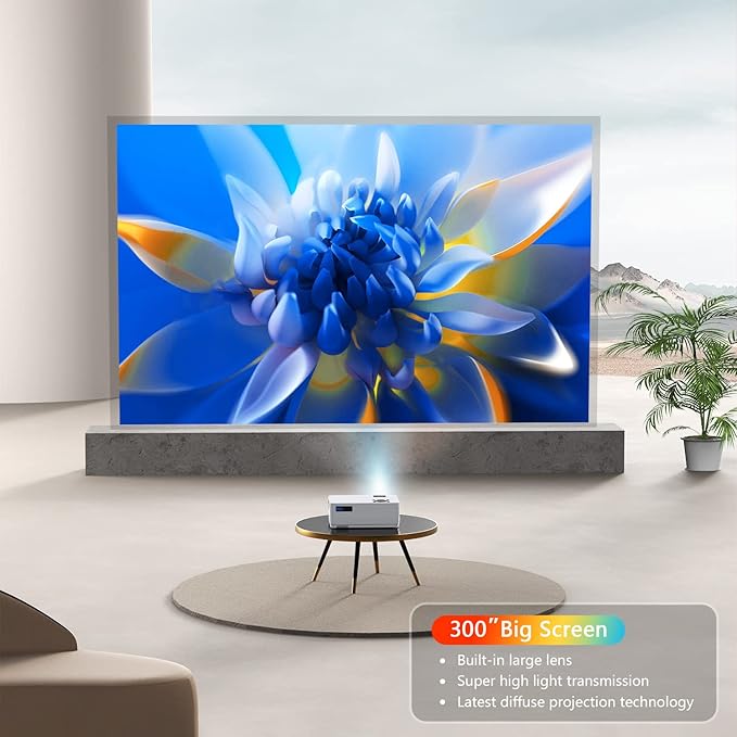 Roconia 5G WiFi Bluetooth Native 1080 Projector, 12000LM Full HD Updated Movie Projector, 300" Display Support 4k Home Theater,Compatible with iOS/Android/XBox/PS4/TV Stick/HDMI/USB (White)