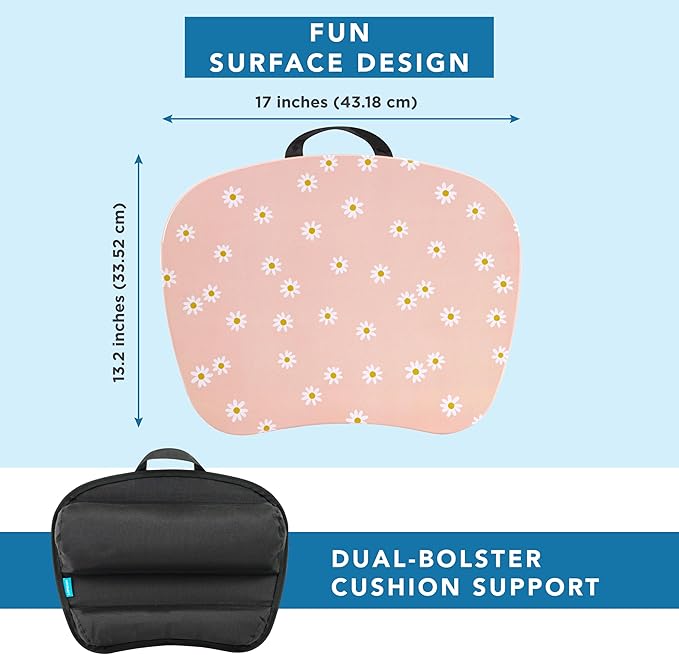 LAPGEAR MyStyle Portable Lap Desk with Cushion - Pink Daisy - Fits up to 15.6 Inch Laptops - Style No. 45336