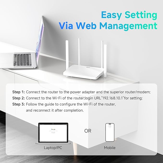 DBIT AC1200 Gigabit WiFi Router 2.4GHz +5GHz Dual Band MU-MIMO Wireless Internet Router, 4 x 10/100/1000Mbps Ethernet Ports, 4 x 5dBi Antennas, Support Bridge, Repeater Mode, EasyMesh