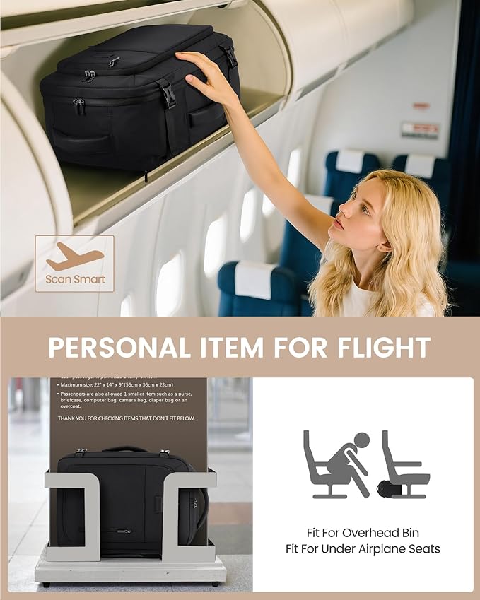 LOVEVOOK Travel Backpack for Women Men with Garment Bag, 40L Carry on Backpack as TSA Personal Item Flight Approved, Luggage Daypack Fits 17.3" Laptop, Overnight Business Weekender Travel Essential