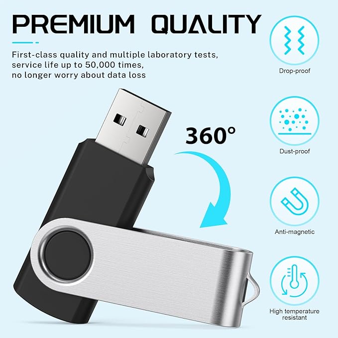 FEBNISCTE Flash-Drive 8 GB 10 Pack 2.0 USB Thumb Drive USB Drive Pack USB- Flash-Drives Memory Stick Jump Drive Zip-Drive for File Backup and Transfer