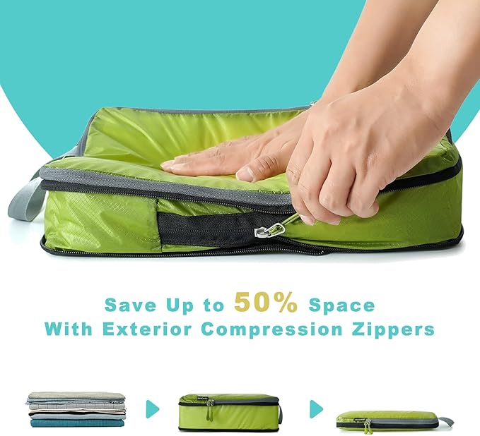 BAGAIL 6 Set Ultralight Compression Packing Cubes Packing Organizer for Travel Accessories Luggage Suitcase Backpack