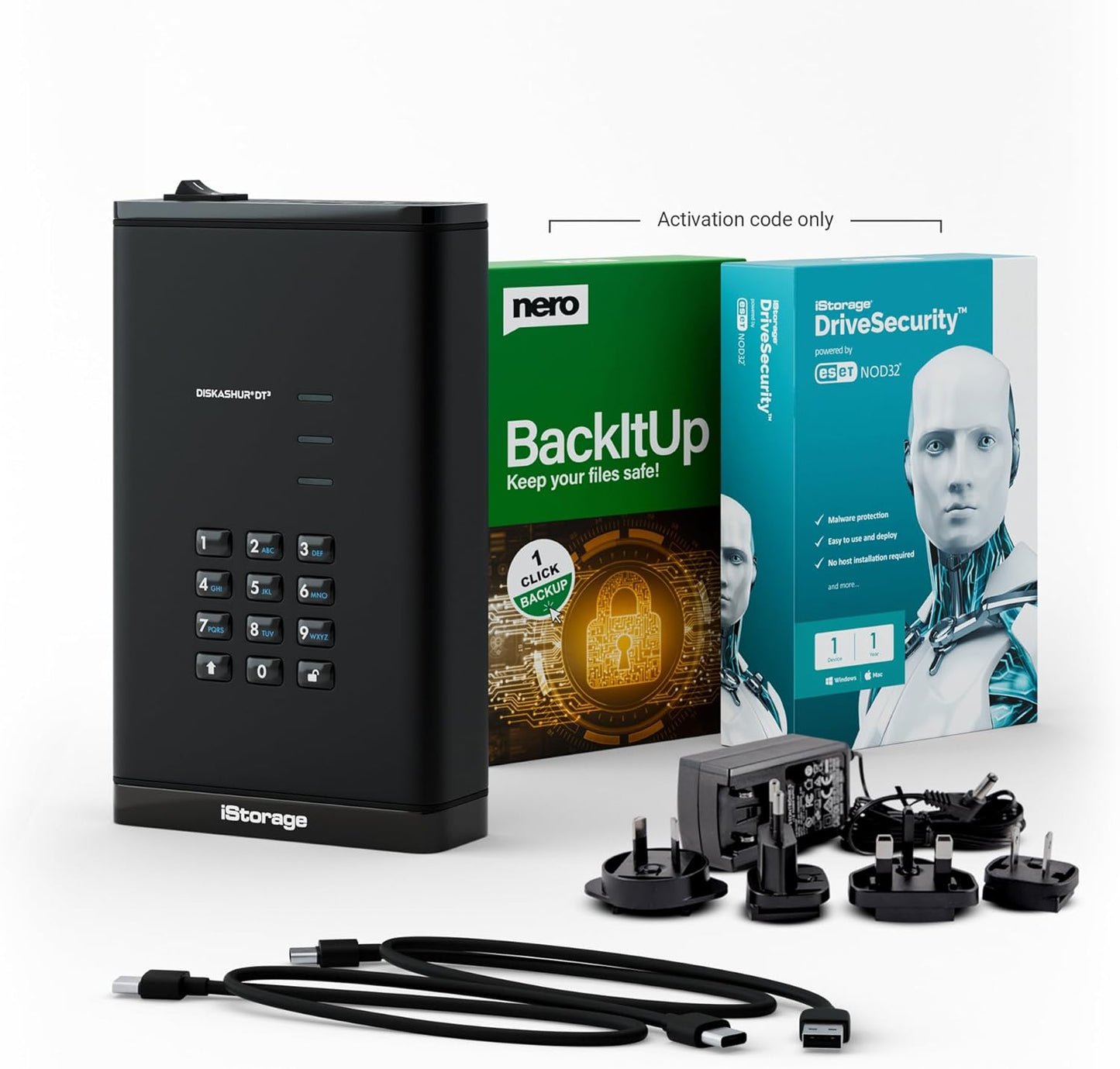 iStorage diskAshur DT3 256-bit 20TB - FIPS Level 3 Certified - Secure encrypted Desktop Hard Drive - Password Protected