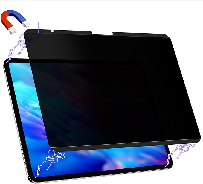 Magnetic Privacy Screen Protector for iPad Air 13 Inch 2024/2025 (M2/M3, 6th/7th Gen), Removable Anti Blue Light Glare Spy Private Filter, High Sensitive Bubble-Free Black Security Screen
