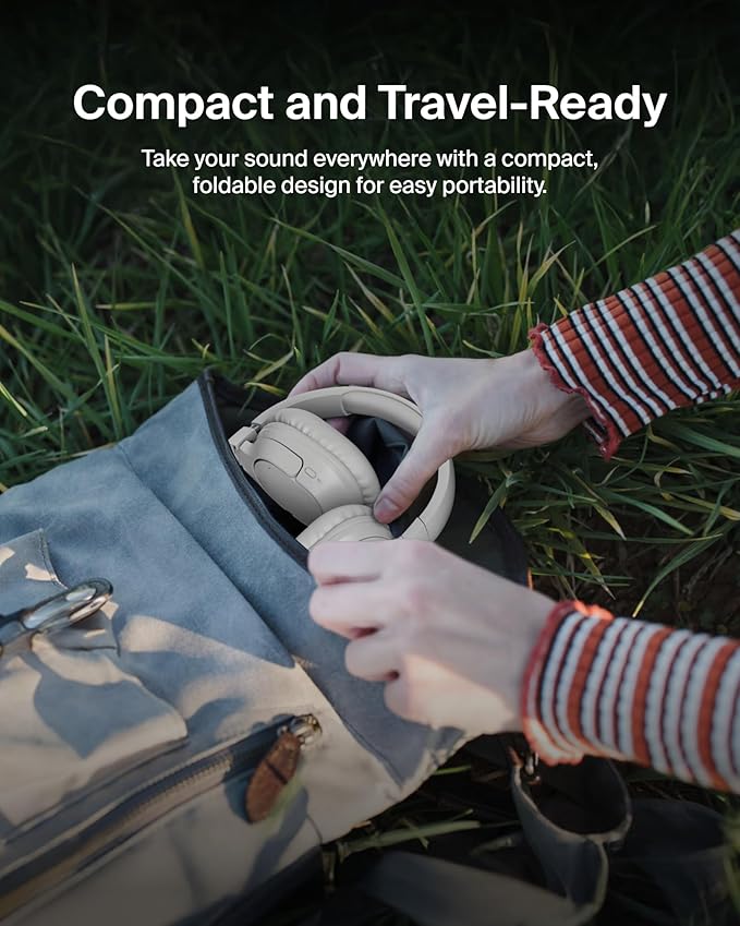 Belkin SoundForm Surround Bluetooth Over-Ear Headphones - Environmental Noise Cancelling Headphones - Wireless w/ 60H Playtime & Soft Ear Cups for iPhone, Galaxy, iPad, Travel, Home, or Office - Sand