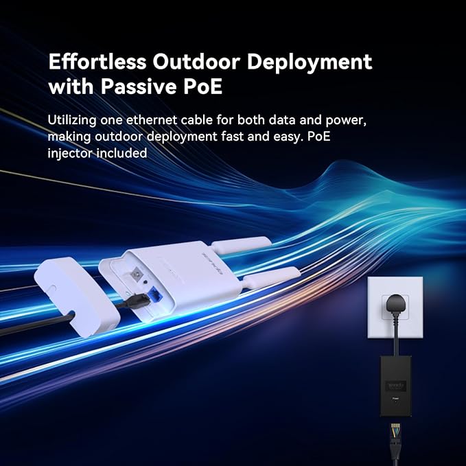 Tenda AC1200 Dual-Band Outdoor Wi-Fi Access Point (OAP1200), MU-MIMO, IP65 Waterproof, PoE Powered, Ideal for Backyard and Garage