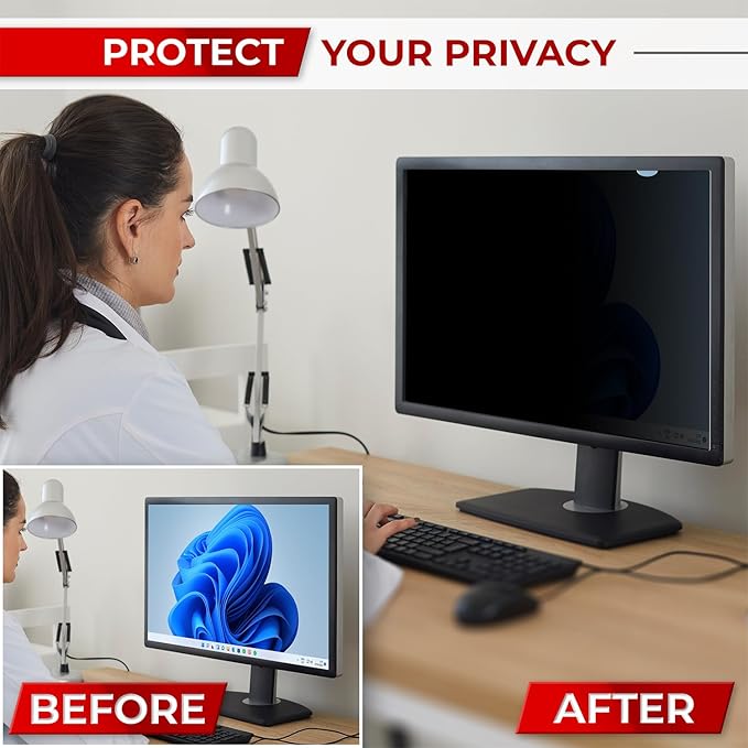 24 Inch 16:10 Computer Privacy Screen Filter for Monitor - Privacy Shield and Anti-Glare Protector