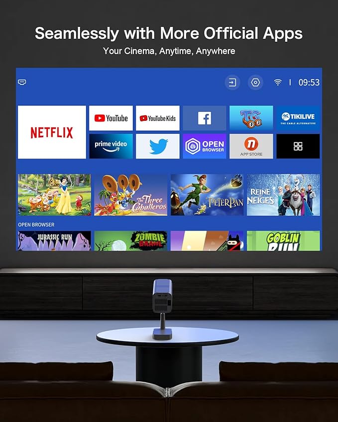 【Netflix Licensed & Built-in】PANSEBA Smart WiFi Projector with Telescopic Stand, 4K Supported 300" HD Portable Outdoor Movie Projector, Auto Keystone Zoom, Home Theater, Netflix App Pre-Installed