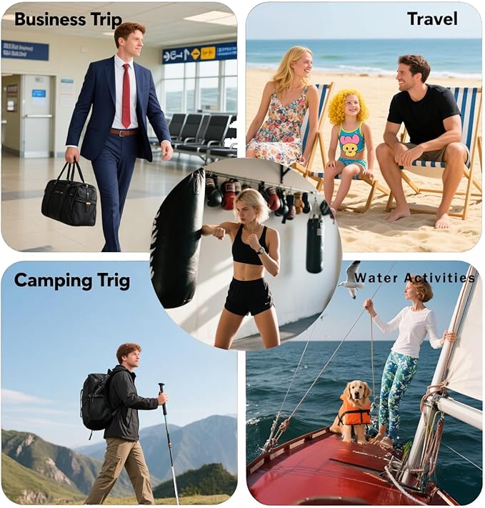 Travel Vacuum Bags with Pump,Reusable Space Saver Bags with IP67 Waterproof Zipper 17L Packing Cubes for Suitcase, Compression Bag Backpack,Luggage,Yoga,Swim,Beach(2PACK,Black)