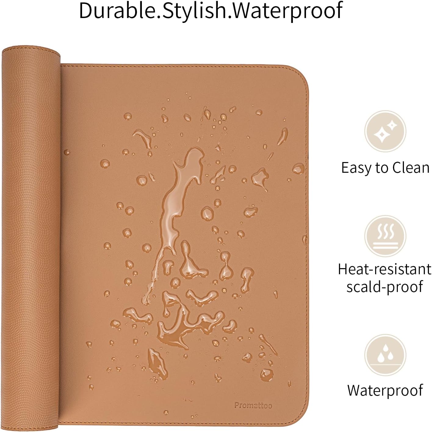 Oversized Non-Slip Desk Pad Protector – Grips Desk Firmly, Anti-Slip Like You've Never Seen! Vegan Leather Waterproof Laptop Mat for Keyboard & Mouse – Large Office Pad– Caramel Brown