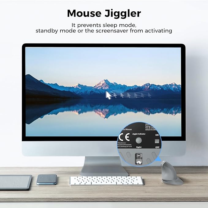 iClever Ergonomic Mouse, 2.4G Wireless Vertical Mouse with 4 Adjustable DPI, Silent Click, 7 Buttons, 3 Adjustable Tilt, Rechargeable Mouse Jiggler for Laptop, Desktop, PC, Computer, Windows 8/10/11