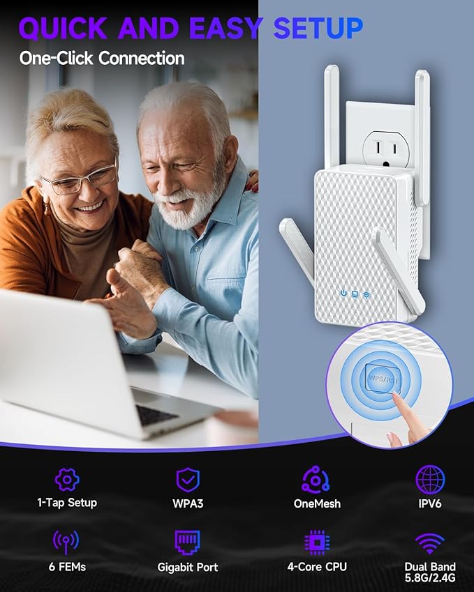 2025 WiFi 6 Extender Signal Booster, Longest Range up to 19980 sq.ft for Home, AX3000 Dual Band WiFi Repeater, Wireless Internet Extender with Gigabit Ethernet Port, 10X Faster Access Point, Onemesh